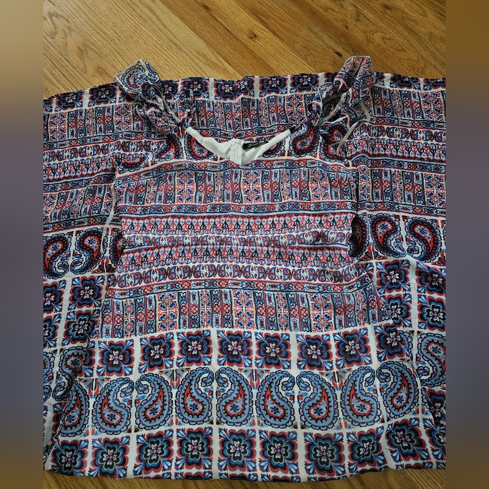 Shinestar Red and Blue Patterned Dress